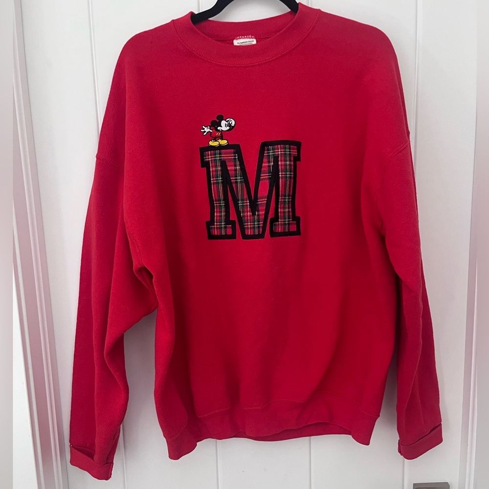 Disney Vintage Red Crewneck Sweater with Mickey Mouse
